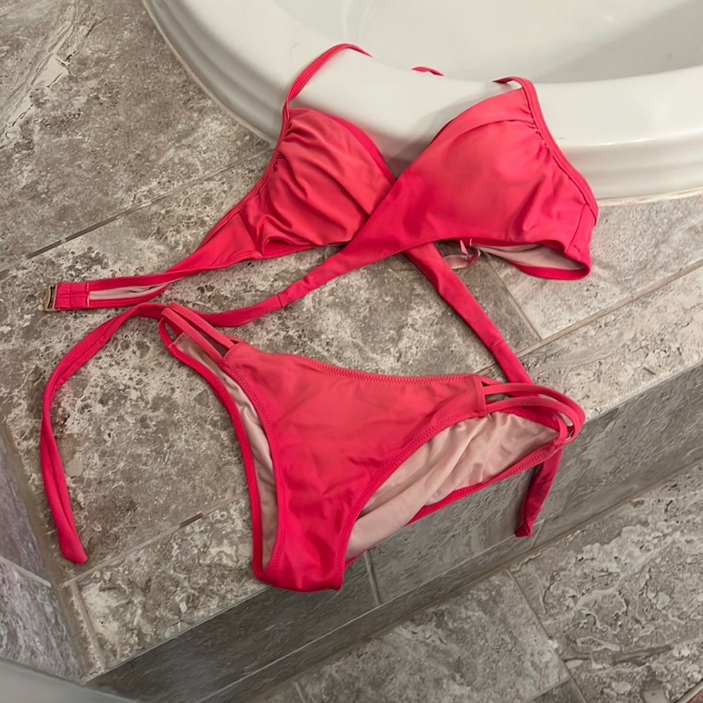 Pink Victoria Secret padded, halter bikini